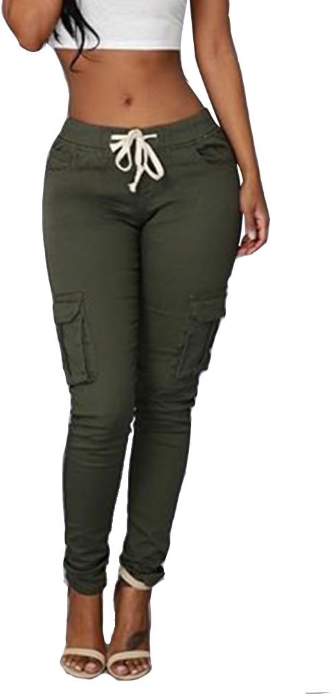 LINGMINWomen's Casaul Stretchy Pull-on Waist Skinny Solid Color Slim Leg Leggings Pants