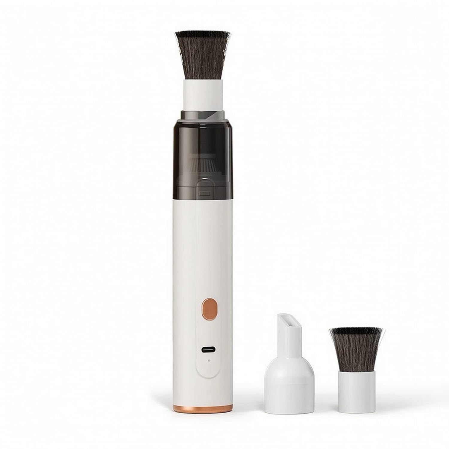 Compact Mini Vacuum with Brush Attachment Rechargeable Handheld Vacuum Cleaner USB Charging Appliance for Baristas, Coffee Lovers, Desk, Countertop, White-image-21