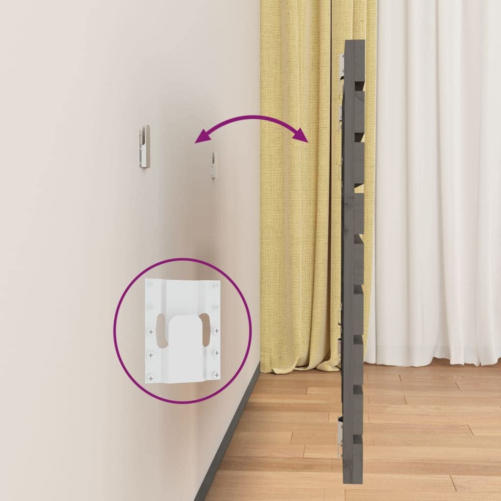 824725 Testiera da Parete Grigia 96x3x63 cm in Legno Massello di Pino Testata in Legno,Testata Letto Matrimoniale Muebles Dormitorio Spalliera Letto Testiere per Letto Matrimoniale