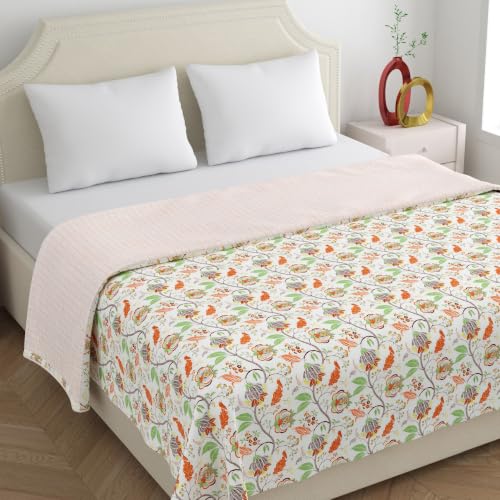 Image of Home Ecstasy 100% Cotton Mulmul Reversible Dohar for Double Bed 210 GSM (86 x 88 inches), Brown