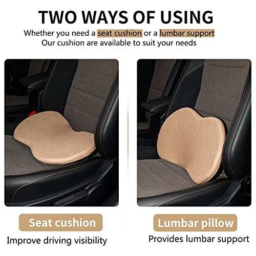 Image of Livtribe Car Seat Cushion - Memory Foam Car Seat Pad - Sciatica & Lower Back Pain Relief - Car Seat Cushions for Driving - Road Trip Essentials for Drivers(Beige)