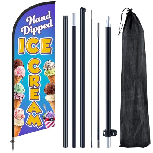 Remagr Ice Cream Feather Flag 7 Ft Hand Dipped Swooper with Pole Stake