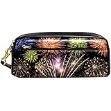 ペンケース 筆箱 学生 化粧ポーチ レディース 花火 黒 ブラック ポーチ 文房具 子供 収納バッグ 大容量 PUレザー 革 おしゃれ かわいい 通勤 通学