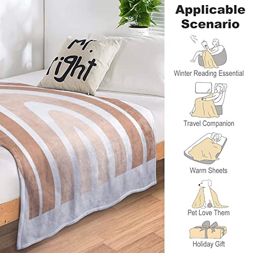 Neutral Boho Rainbow Flannel Fleece Throw Blankets 50"X40" Lightweight Fluffy Winter Fall Blanket Cozy Soft Fuzzy Plush Home Decor For Couch Bed Sofa Bedroom Living Room Travel #TOP5