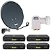 Produktbild Opticum Digitale 4 Teilnehmer Satelliten Komplettanlage (HD AX 150 HDTV-Receiver, Quad-LNB, QA 60 cm Antenne, Stahl) Anthrazit