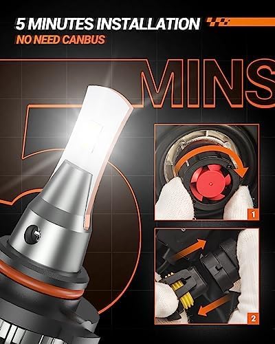 Image of SEALIGHT 9006 LED Bulbs, L2 HB4 24,000LM Super Brightness 6000K Cool White Fog Bulbs, IP68 Waterproof, Plug and Play, 15000RPM Turbo Fan, 60000Hrs Lifespan, 1:1 Size Driving Bulbs, Pack of 2