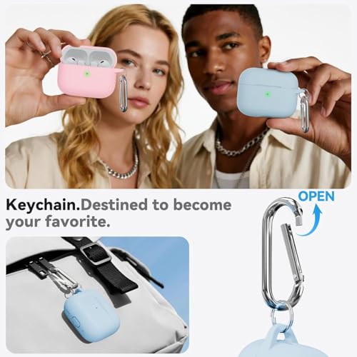 Image of Meyaar for AirPods Pro 3 Case 2025 with Cleaner Kit,Soft Silicone Protective Cases for Apple AirPods Pro 3rd Generation Case for Women Men,AirPod Pro 3 Cases Cover Accessories with Keychain(Sky Blue)