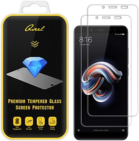 [2-Pack] QSEEL for Xiaomi (Redmi Note 5 Pro) Tempered Glass Screen Protector, 9H Anti-Scratch Screen Guard Film with Arc Edge & Oleophobic Coating, 3D Touch Compatible (Redmi Note 5 Pro, Clear)