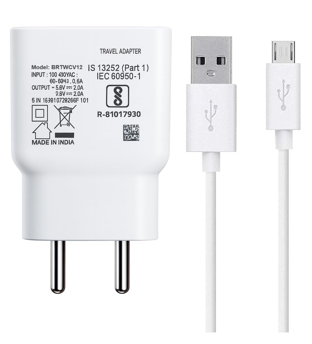 Fast Charger Compatible for Vivo Y12, Y15, Y21,Y71, Y21, bArrett Original Adapter Like Wall Charger | Android USB Charger with 1 Meter Micro USB Fast Charging Data Sync Cable (2.4 Amp, White)-image-24