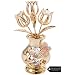 Matashi 24K Gold Plated Crystal Studded Flower Ornament in a Vase with Decorative Butterfly, Forever Gifts for Her Anniversary, Valentine's Day, Mother's Day