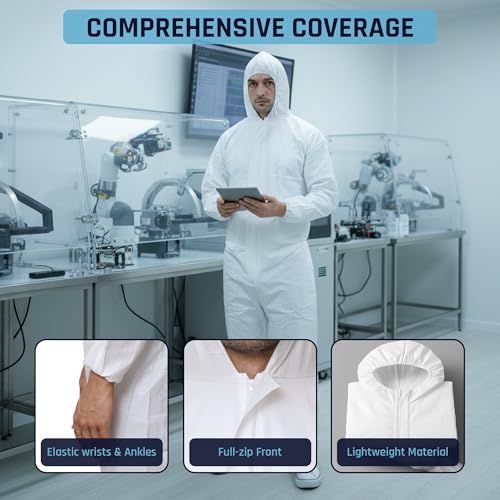 SAFEKO Microporous Coverall with Hood – Disposable Protective Suit with Elastic Wrists & Ankles, Breathable Microporous Material for Painting, Lab, and Industrial Safety - Thumbnail 2