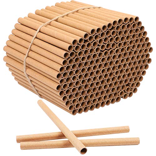 URATOT 200 Pieces Mason Bee Tubes 6 Inches Brown Kraft Paper Bee Houses Refill Tubes