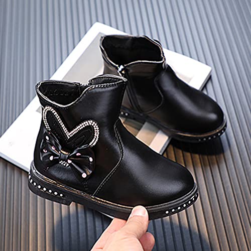 Fashionable Autumn And Winter Girls Boots Low Heel Flat Bottom Non Slip Rhinestone Bowknot Tall Boots for Baby Girl4