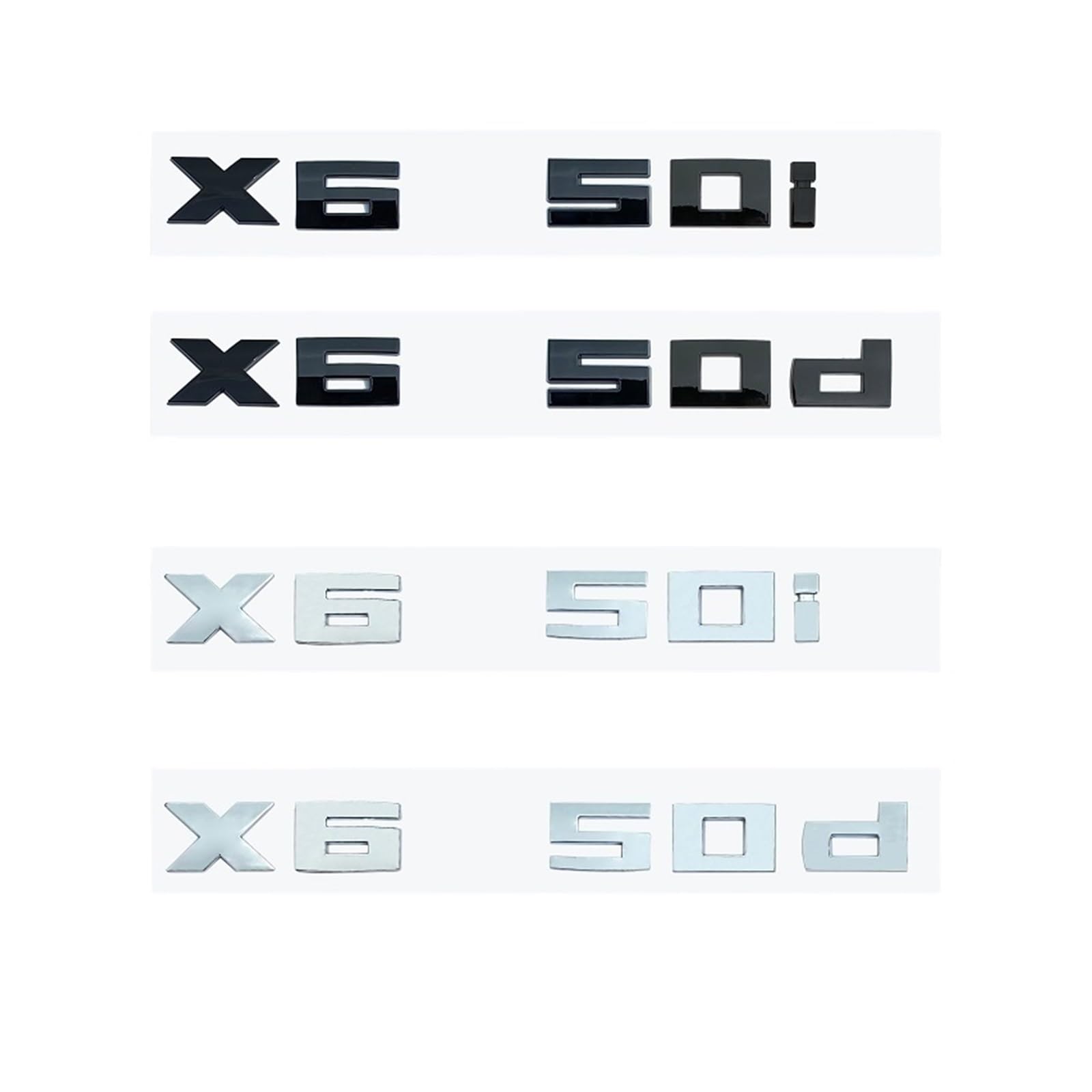 Chrom Schwarz 3D Zahlen M X6M50i X6M50d X6 M50d M50i ABS Emblem Fo X5 Serie E71 G06 Auto Stamm Abzeichen Aufkleber(Glossy Black,X6M50i)