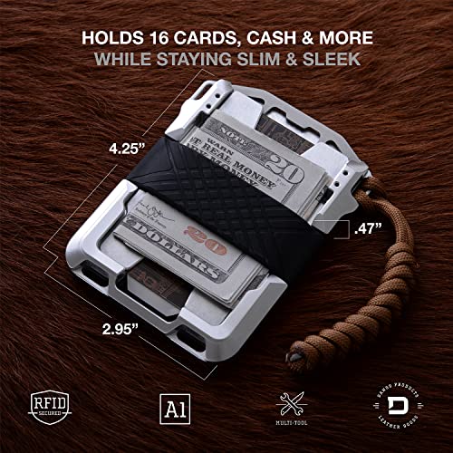 Dango Slim Minimalist Wallet for Men - RFID Blocking - Leather, Rawhide/Raw Aluminum4