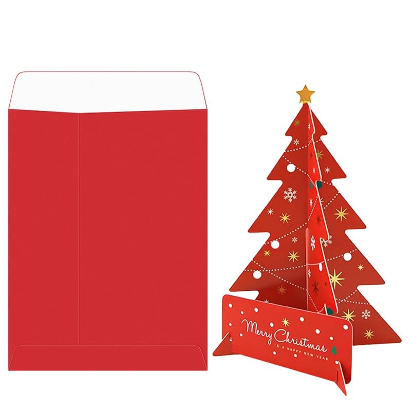 Photo 1 of Zoldag 20 PCS Christmas Cards Boxed with Envelopes,Religious Christmas Cards with 3D Gold Foiling Xmas Tree,6.75 x 4.5 Inch Boxed Christmas Greeting Cards with Stickers for Friends Family C-20 Pack Red(6.75 x 4.5 in)
& 
2pcs 3D Christmas Card Christmas Tr