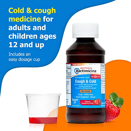 Bactimicina Maximum Strength Sore Throat Lozenges 18 Count And Adult Cough & Cold Liquid 4 Fl Oz Bundle #TOP7