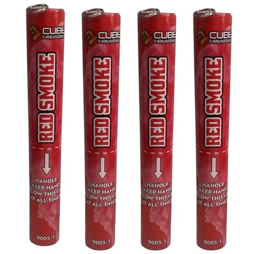4 x Red Smoke Flares 90-120 sec Pull Ring Ignition Party Pack of Effects for Paintball Weddings Photoshoots & Special Effects