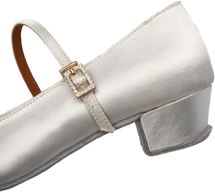 AOQUNFS Girls Latin Dance Shoes Low Heels Tango Salsa Ballroom Practice Performance Dancing Shoes,Model KCETMD