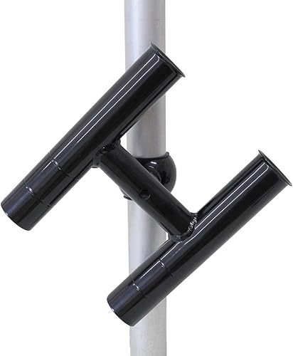 Miniatura 2 de T-Top soporte para caña de pescar doble aluminio con abrazadera para 1-12 ", 1-78 ", 2 pulgadas horizontal o vertical torre de pescaposte
