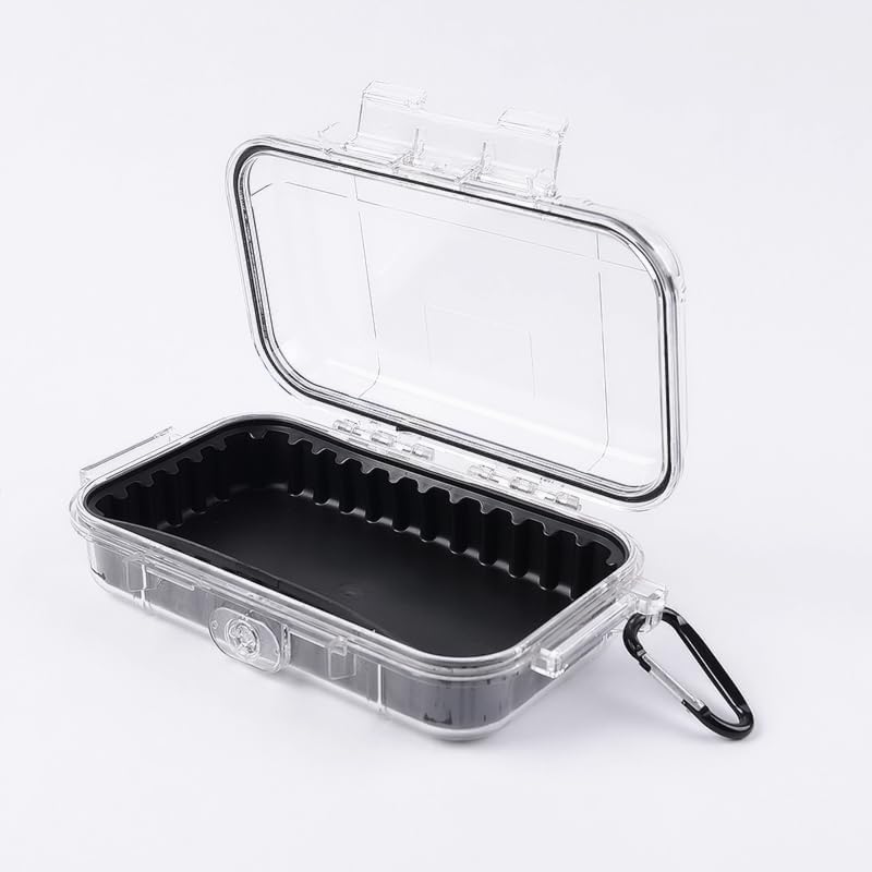 waterproof storage case clear wet dry box, hard shell airtight dry box container outdoor camping fishing hiking kayak for edc tools phone keys camera