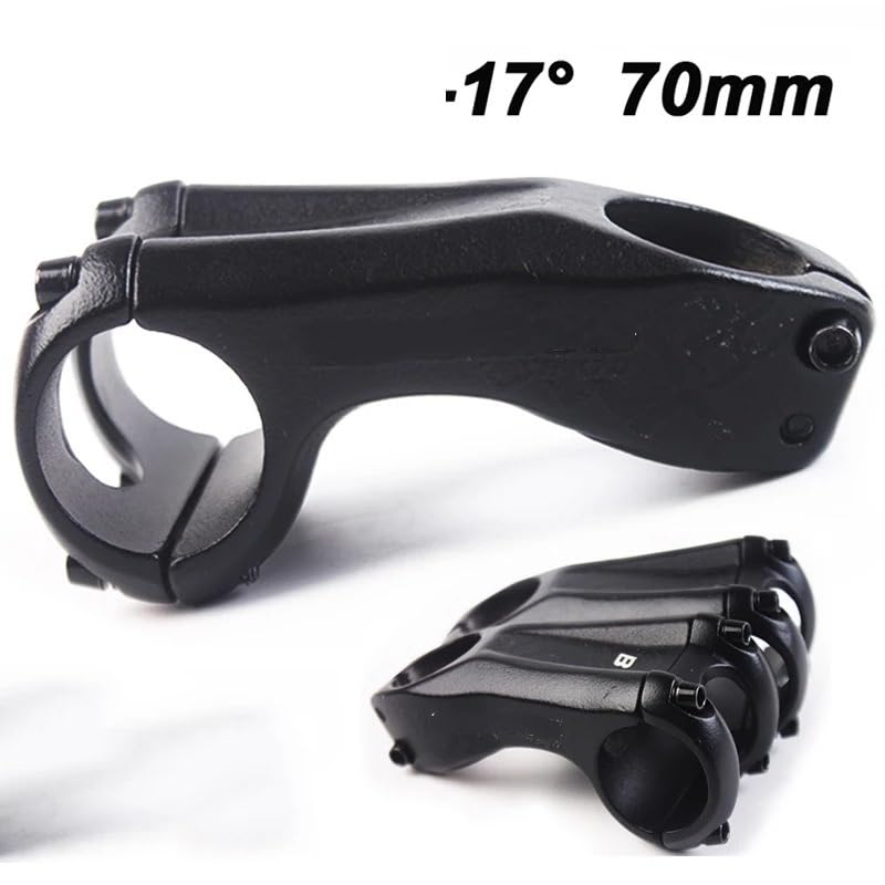 Attacco Manubrio MTB Attacco Manubrio Bici 17 Gradi 70 mm Attacco Manubrio Bici Lega di Alluminio Manubri Bici Potenza MTB Parte Tavolo Bici Attacco Manubrio Bici da Corsa(White Logo)