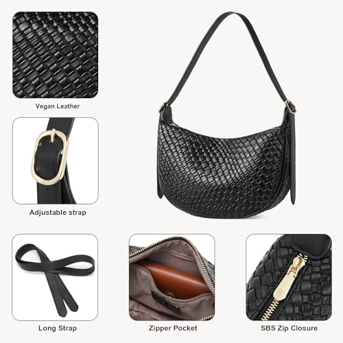 BOSTANTEN Damen Handtaschen Klein,Geflochtene Taschen Umhängetasche Damen Crossbody Bag Schultertasche für Frauen Tote Bag,Schwarz