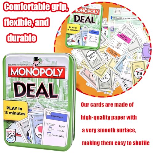 MIFKLMV Schnelles Kartenspiel,Monnopoly Reisespiel Kartenspiel, Casual Tabletop Spiel, Unterhaltsame Spiel für Familien und Kinder ab 8 Jahren, Metallbox - C (Grün) – Bild 4