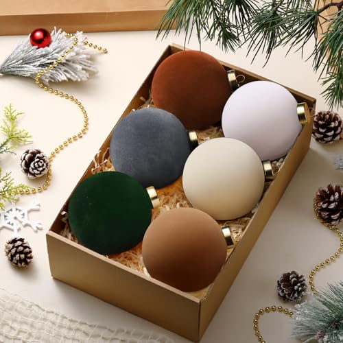 6 Pcs Large Christmas Velvet Ball Ornaments 4 Inch