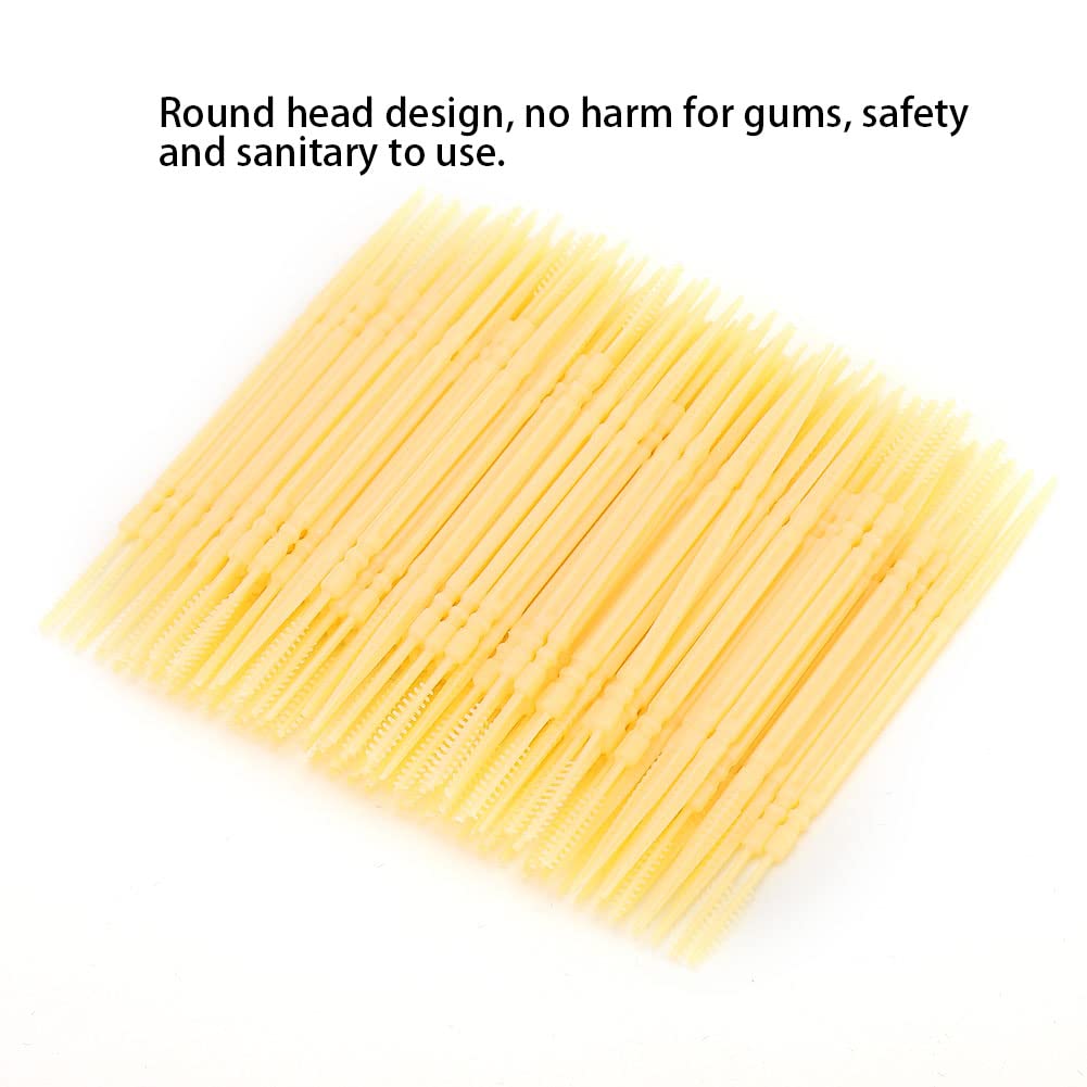 1100pcs Choix dentaires en plastique jetables, double tête portable pratique Cure-dent soins bucco-dentaires Pick avec étui transparent (jaune)