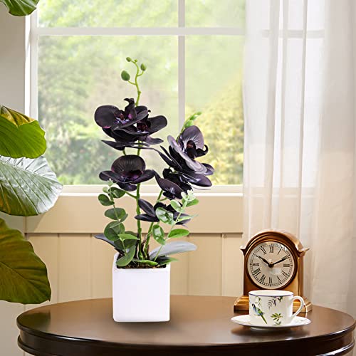 Rerxn Artificial Flower Bonsai With White Pot, Real Touch Faux Orchid Flower Arrangement Fake Phalaenopsis For Table Centerpiece Office Home Wedding Party Indoor Decor #TOP5