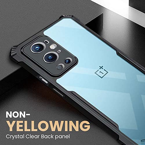 Image of BASECASE Shock Proof Crystal Clear Back Case Mobile Cover for 1+ OnePlus 9 Pro (Hard | Hybrid PC + TPU | Full Armour Device & Camera Protection | Jet Black)