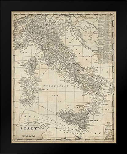 Antique Map of Italy 20x24 Framed Art Print by Vision Studio