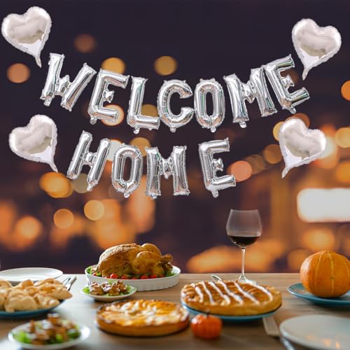Image of Welcome Home Balloon Aluminum Film Party Decorations Welcome Party Supplies (Silver welcome home)