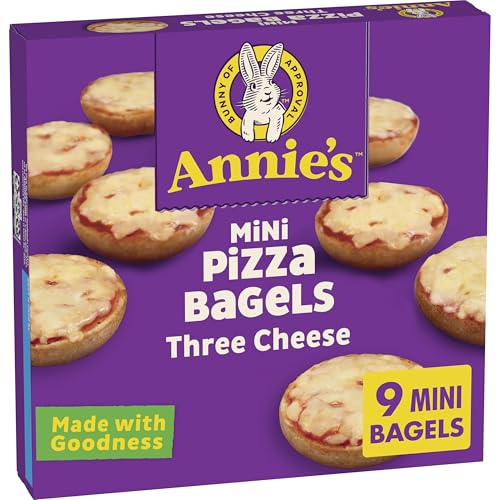 Annie's Frozen Mini Pizza Bagels, Three Cheese, Snacks, 9 Ct, 6.65 oz