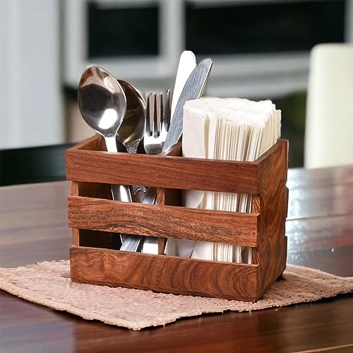 Artsio Craft Store 2 Compartment Wooden Cutlery Spoon Holder Multipurpose Kitchen Rack Organizer, 6 Inches-Brown (Classic) (B0BY8X89Y9) Amazon Price History, Amazon Price Tracker