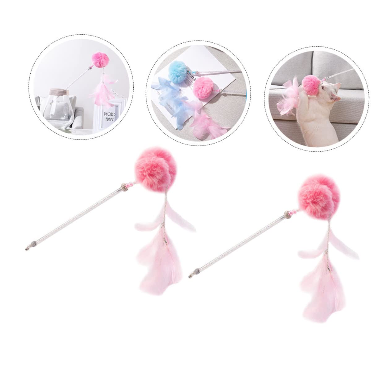 DOITOOL 6piezas Bastones De Juguete para Gatos Juguetes Interactivos para Estimulación y Diversión De Gatitos Rosa