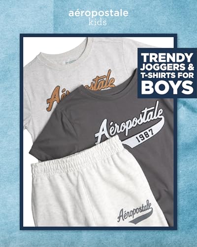 AEROPOSTALE Active Boys Joggers Set - 3 Piece Short Sleeve Boys Graphic Tees and Fleece Kids Sweatpants Tracksuit Set (8-16)2