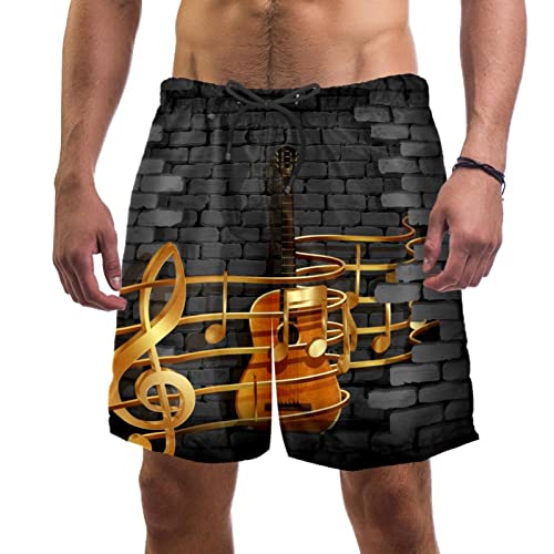 Short de plage musique guitare vintage JDEZ pour hommes