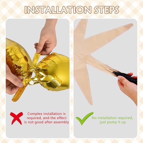 Image of TONIFUL 4 Pcs Explosion Star Balloons Caramel Foil Balloon Party Decoration | 22 Inch Large Mylar Star Balloon for Fall Party Decor Boho Birthday Wedding Bridal Shower Neutral Baby Shower Engagement