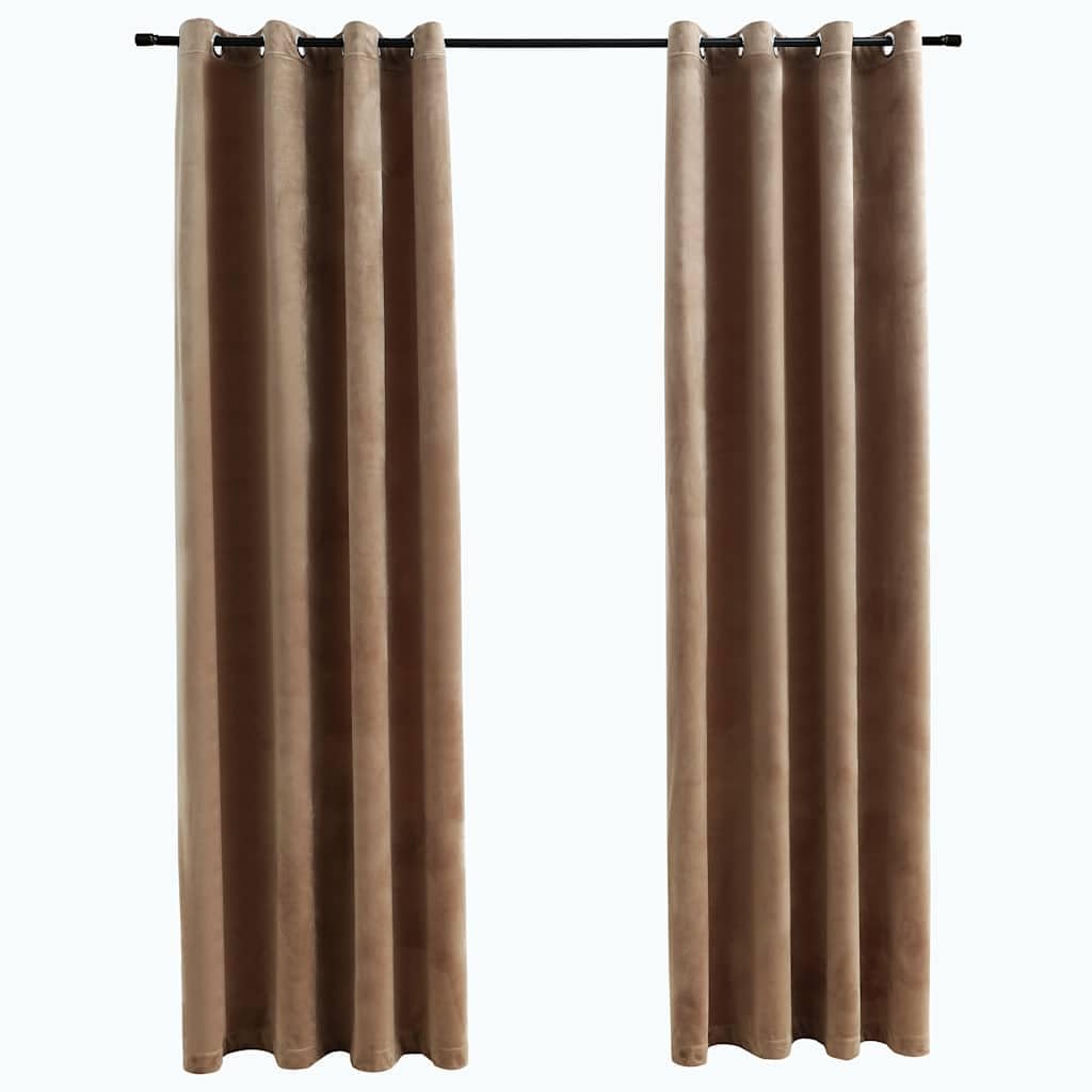 Rideau occultant velours beige 140x245 cm lot de 2 opaque