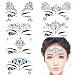DaLin 6 Sets Mermaid Face Gems Rave Festival Glitter Face Jewels Stick On Crystals Bindi Rainbow Tears Rhinestone Temporary Tattoo Face Rocks (Collection 2)
