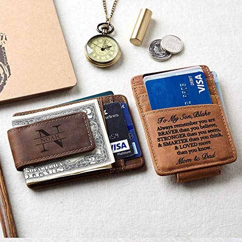 RUGGEDGIFTS Money Clip For Son, Son Graduation Gifts, Son Gift From Mom, Personalized Wallet Boys, Engraved Son Wallet, Christmas Gift For Son, GENUINE Leather3