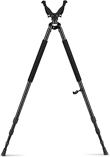 Bipod Shooting Sticks for Hunting, Shooting Bipod for Hunting, Adjustable Bipod Shooting Rest, Rifle Bipod with 360° Rubber V Yoke Rest, Twist Lock, Lightweight Aluminum Frame and Spike Feet - Trakiom