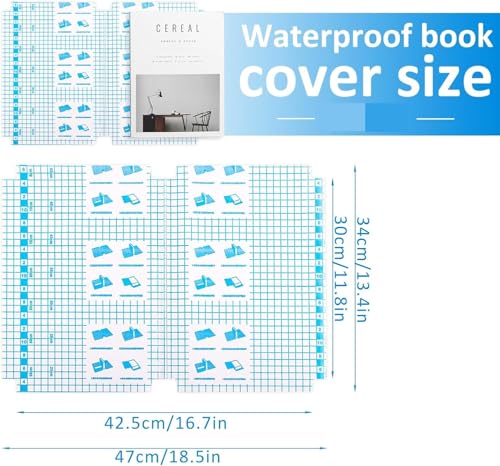 Image of Self Adhesive Book Cover Set (30 Pcs) | Waterproof Transparent Diamond Pattern Sheets for Books & Notebooks | 3 Size Pack (34x25, 43x30, 47x34 cm) School Protective Covers