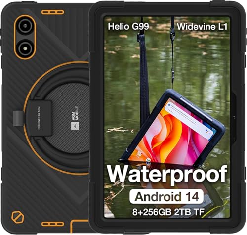 2026 Newest Android Rugged Tablet, AGM PAD P2 Active Waterproof Outdoor Tablet,16(8+8) GB +256GB, 10.95'' FHD, 50MP+8MP, Dual SIM 4G LTE/5G Hz WiFi/GPS/OTG/IP69K/Compass/Widevine L1/Helio G99