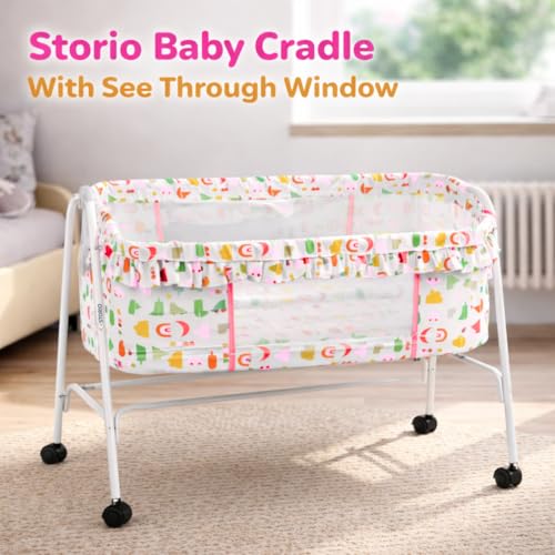 Image of Storio Cool Cradle for New Born Baby | Baby Jhula, Palna & Swing Cradle for 0 to 3 Years | Thottil /Uyyala for Newborn | Swing Jhula for 0-2 Years Kids - Pink