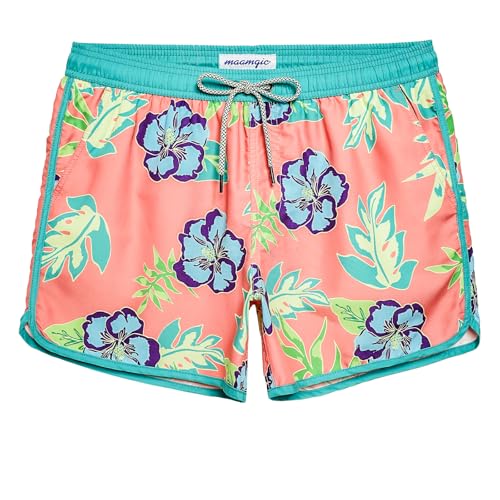 Image of maamgic Mens Boys Short 80s 90s Vintage Swim Trunks with Mesh Lining Quick Dry Swim Suits Board Shorts