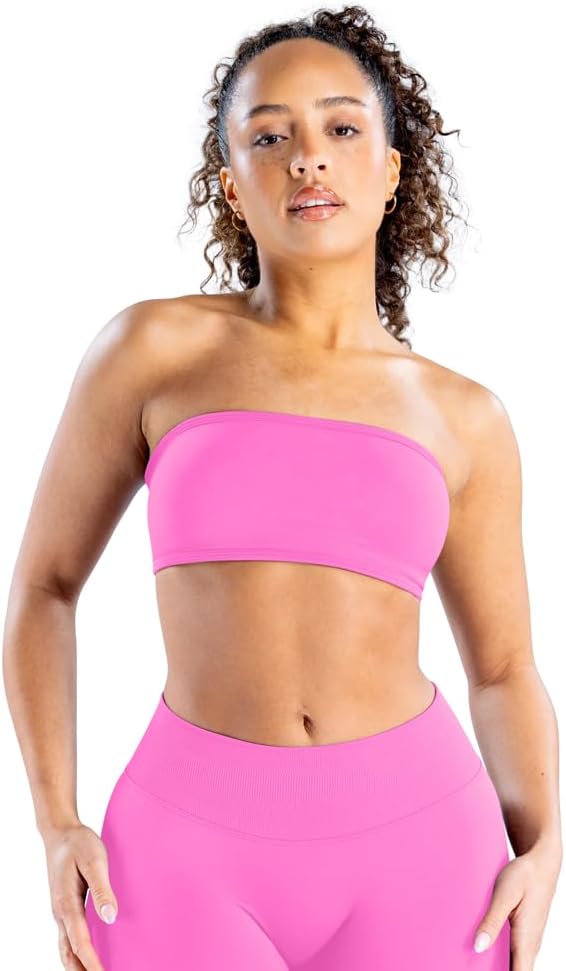 Impact Backless Bandeau Sports Strapless Bra Yoga Top Women Workout Fitness Gym Outdoor Strappy Tops