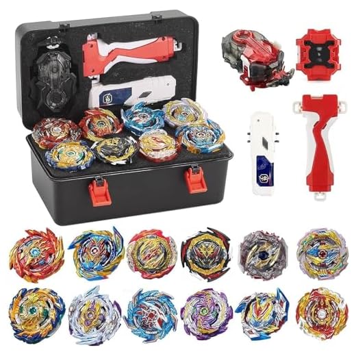 Twueivw Bey Battle Burst Gyro Blade Toy Set 12 Spinning Tops 2 Two-Way Launcher Metal Fusion Attack Top Battling Game with Portable Box Gift for Kids Children Boys Ages 6+